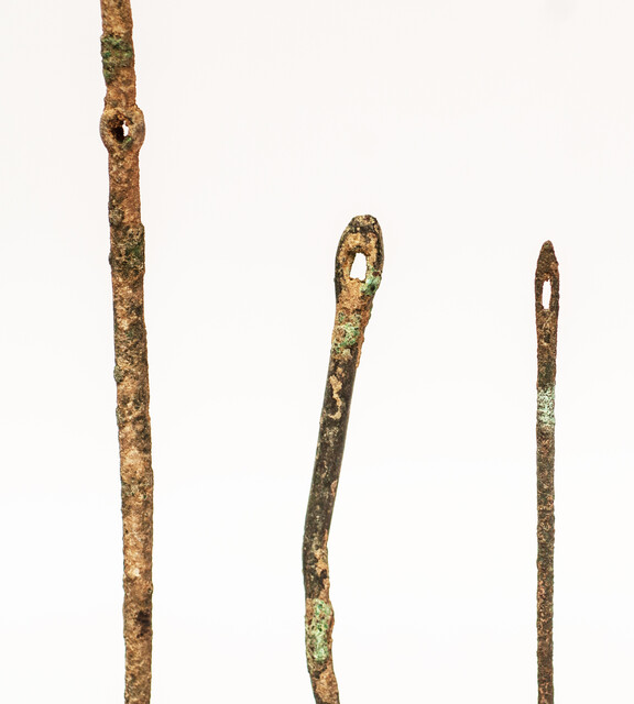 Five bronze Roman needles dating back to the second century AC found on Cyprus.