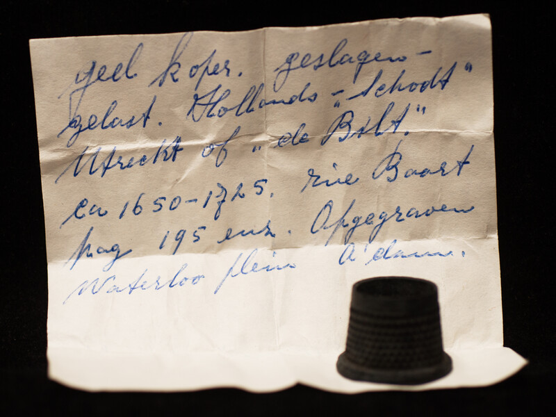 Several early seventeenth century sewing utensils.