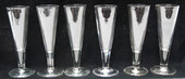 Six early nineteenth century champagne fluteglasses in mint condition.