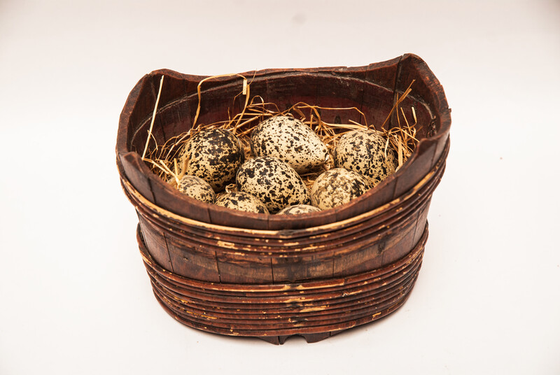 Three cooped and painted oakwood containers from Friesland.
