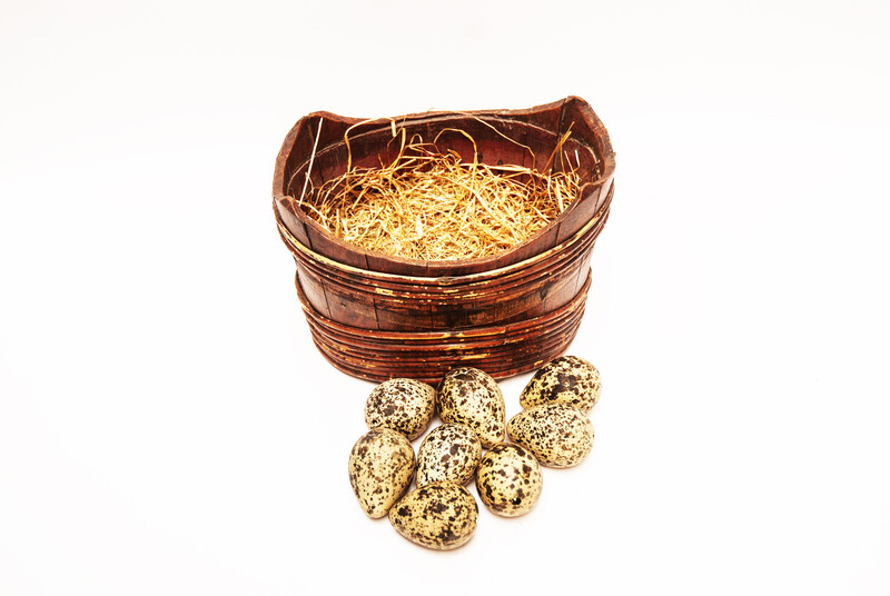 Three nineteenth century Dutch Cooped containers among which one for lapwing eggs and one for soap.