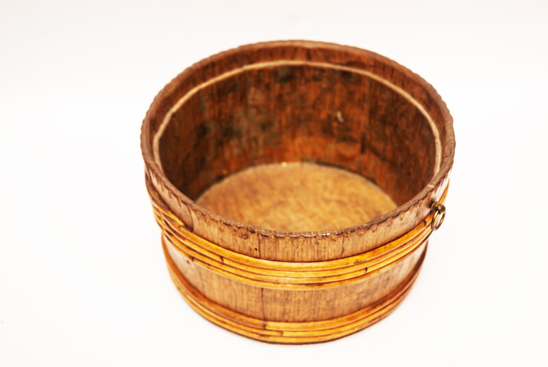 Three nineteenth century Dutch Cooped containers among which one for lapwing eggs and one for soap.