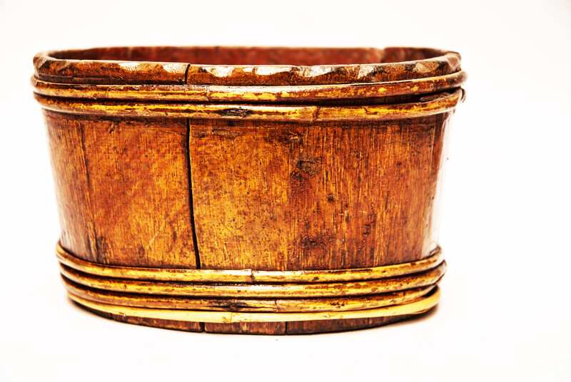 Three nineteenth century Dutch Cooped containers among which one for lapwing eggs and one for soap.