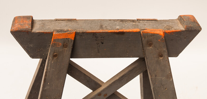 Two 19th C. small trestles used for supporting a ships mast while it is painted.