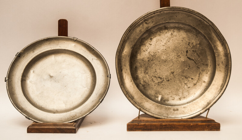 Two eighteenth century pewter plates in mint condition.
