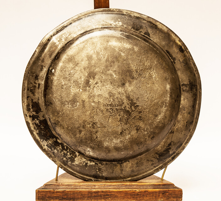 Two eighteenth century pewter plates in mint condition.