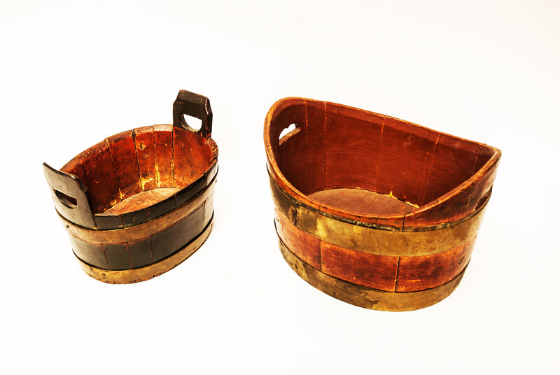 Two nineteenth century Dutch wooden painted containers.