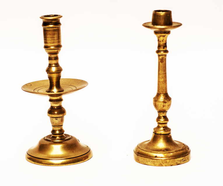 Two small brass candlesticks, Dutch, early nineteenth century.