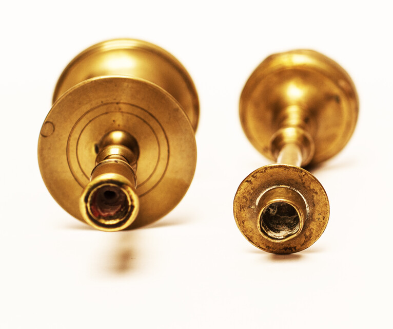 Two small brass candlesticks, Dutch, early nineteenth century.