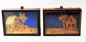 Two three dimensional diorama's by Cornelis Bavelaar the younger (1777-1831)., both with identical rural themes.